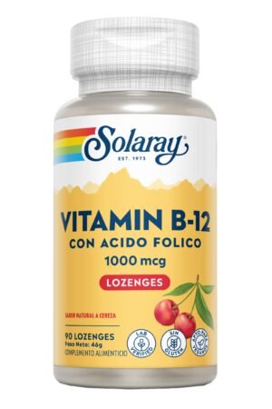 Vitamina B-12 Ácido Fólico Cereza 90caps Solaray