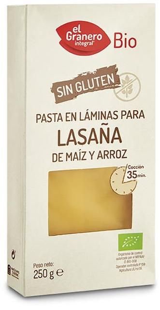 Lasaña Maíz Arroz S/Gluten El Granero Bio Lasaña de Maíz y Arroz El Granero Bio